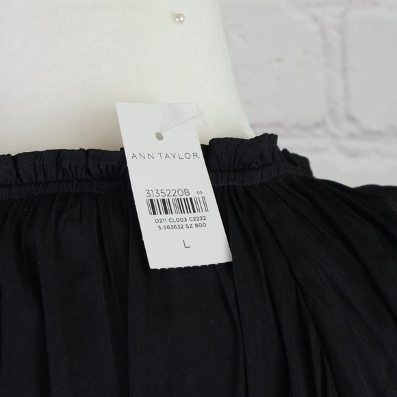 ANN TAYLOR Smocked Waist Tie-Neck Blouse - Picture 8 of 8